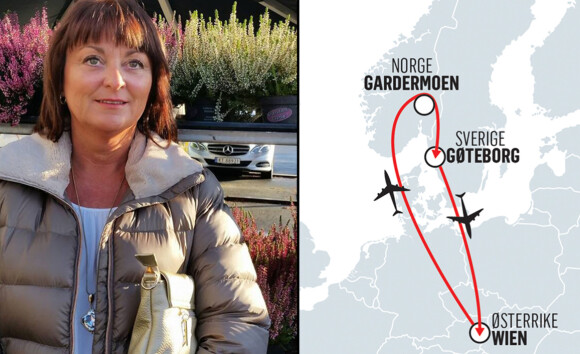 image: Tone skulle fly hjem fra Wien. Ble sendt til Sverige og endte opp i Østerrike